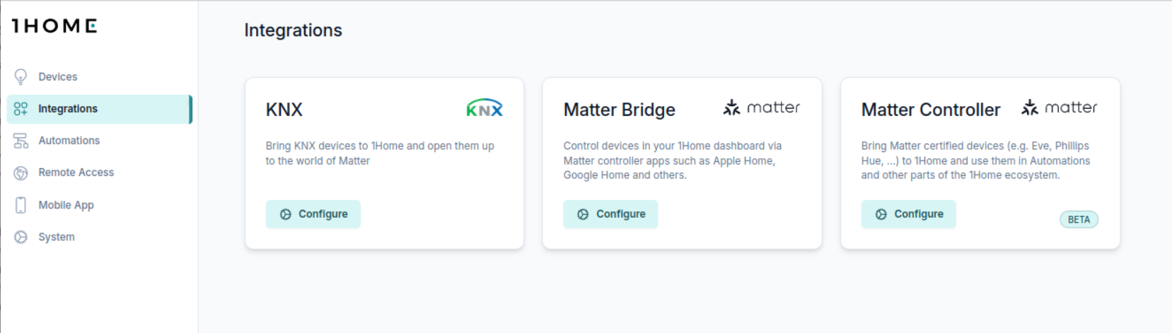 1Home integrations