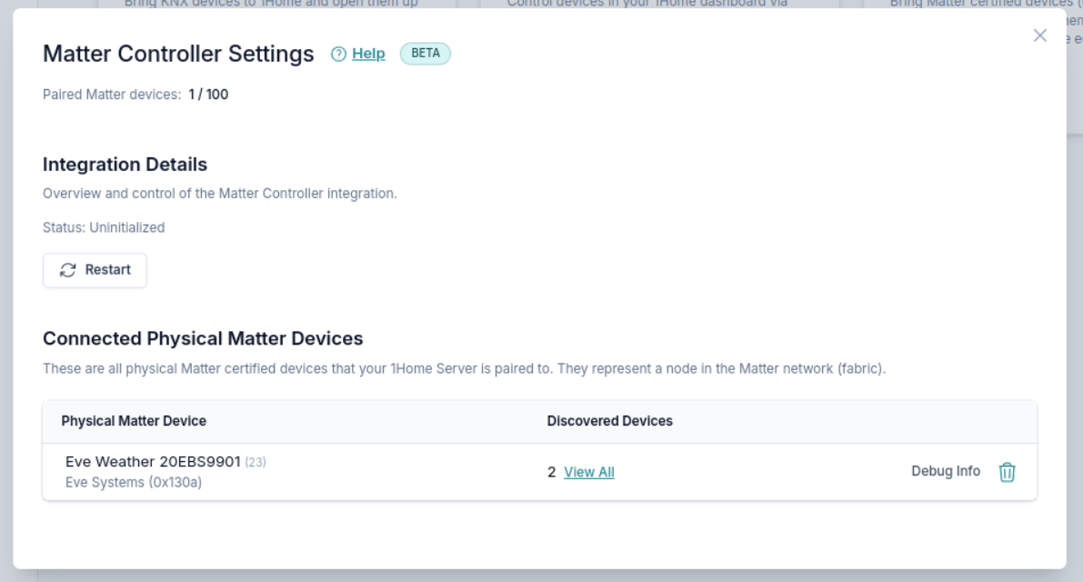 Matter Controller integration details