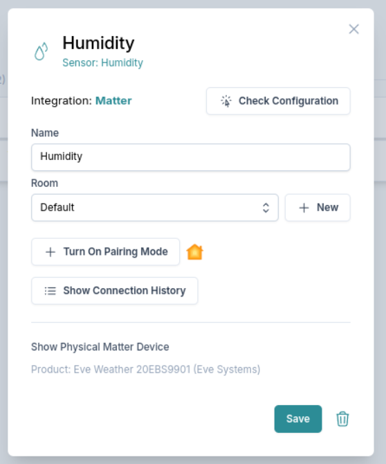 Matter device settings
